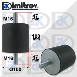 Антивибрационен тампон М16 х Ø100 х 100 mm